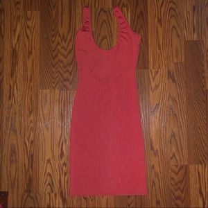 Orange scoop back ribbed bodycon dress